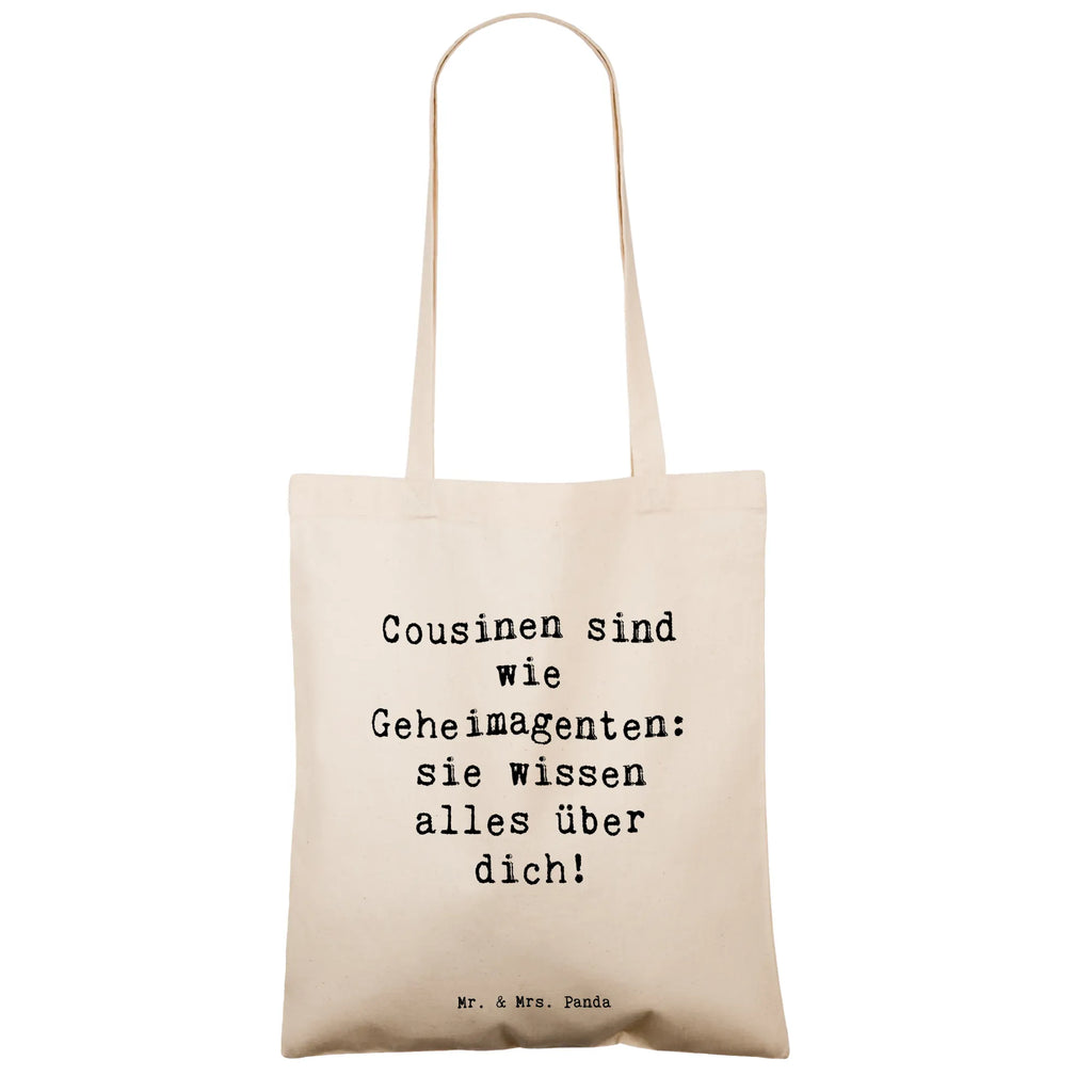 Tote bag Saying Cousinen sind wie Geheimagenten: sie wissen alles über dich! Beuteltasche, Beutel, Einkaufstasche, Jutebeutel, Stoffbeutel, Tasche, Shopper, Umhängetasche, Strandtasche, Schultertasche, Stofftasche, Tragetasche, Badetasche, Jutetasche, Einkaufstüte, Laptoptasche, Familie, Vatertag, Muttertag, Bruder, Schwester, Mama, Papa, Oma, Opa