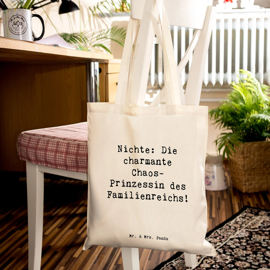 Tragetasche Spruch Nichte Chaos-Prinzessin Beuteltasche, Beutel, Einkaufstasche, Jutebeutel, Stoffbeutel, Tasche, Shopper, Umhängetasche, Strandtasche, Schultertasche, Stofftasche, Tragetasche, Badetasche, Jutetasche, Einkaufstüte, Laptoptasche, Familie, Vatertag, Muttertag, Bruder, Schwester, Mama, Papa, Oma, Opa