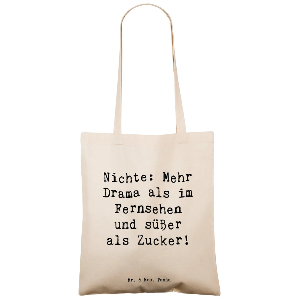 Tote bag Saying Nichte: Mehr Drama als im Fernsehen und süßer als Zucker! Beuteltasche, Beutel, Einkaufstasche, Jutebeutel, Stoffbeutel, Tasche, Shopper, Umhängetasche, Strandtasche, Schultertasche, Stofftasche, Tragetasche, Badetasche, Jutetasche, Einkaufstüte, Laptoptasche, Familie, Vatertag, Muttertag, Bruder, Schwester, Mama, Papa, Oma, Opa