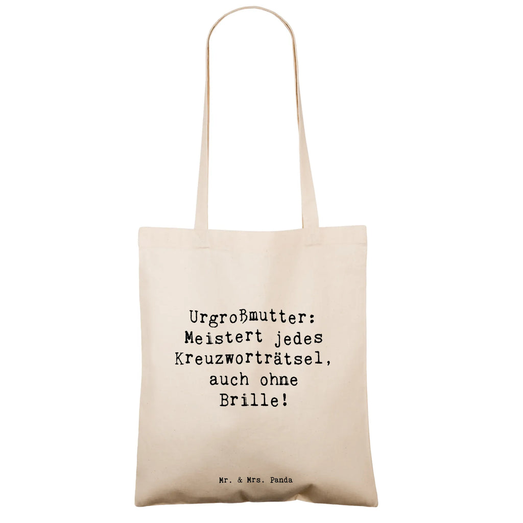 Tote bag Saying Urgroßmutter: Meistert jedes Kreuzworträtsel, auch ohne Brille! Beuteltasche, Beutel, Einkaufstasche, Jutebeutel, Stoffbeutel, Tasche, Shopper, Umhängetasche, Strandtasche, Schultertasche, Stofftasche, Tragetasche, Badetasche, Jutetasche, Einkaufstüte, Laptoptasche, Familie, Vatertag, Muttertag, Bruder, Schwester, Mama, Papa, Oma, Opa