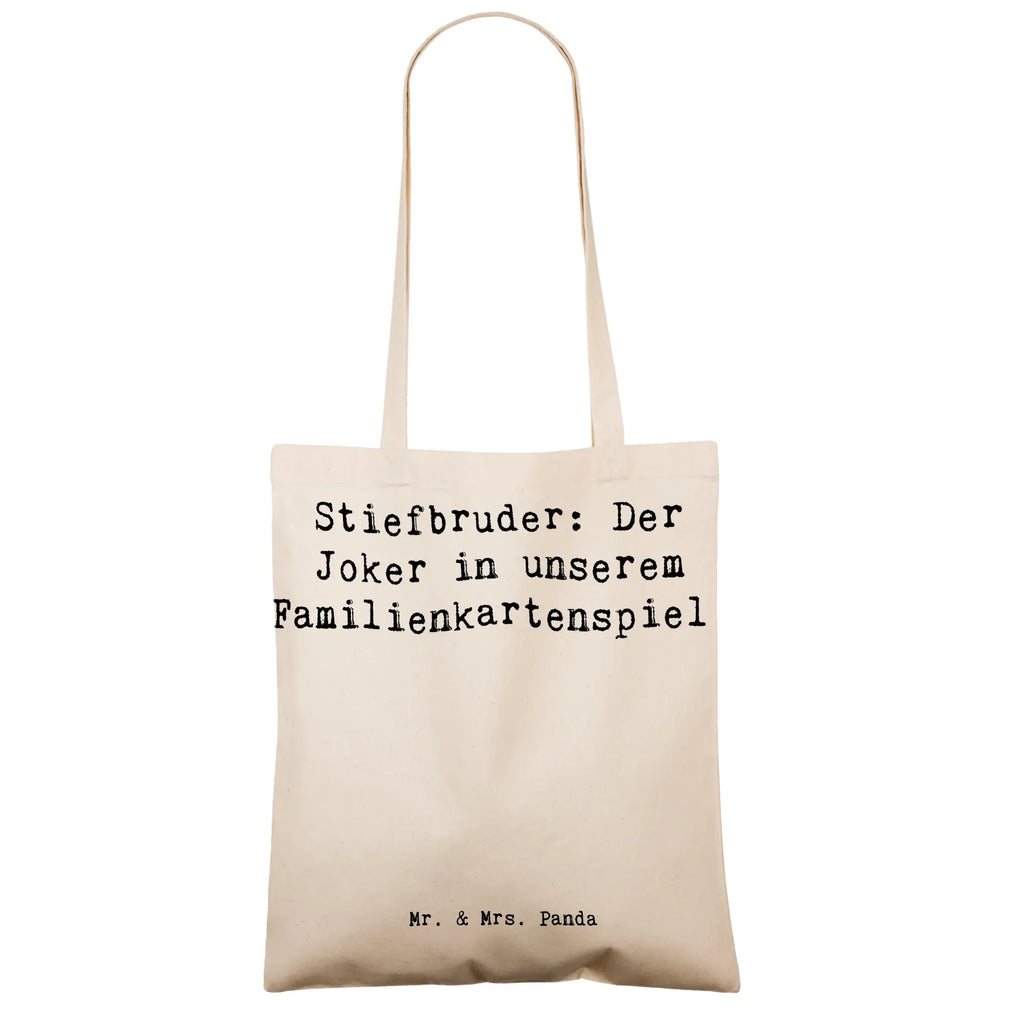Tote bag Saying Stiefbruder: Der Joker in unserem Familienkartenspiel! Beuteltasche, Beutel, Einkaufstasche, Jutebeutel, Stoffbeutel, Tasche, Shopper, Umhängetasche, Strandtasche, Schultertasche, Stofftasche, Tragetasche, Badetasche, Jutetasche, Einkaufstüte, Laptoptasche, Familie, Vatertag, Muttertag, Bruder, Schwester, Mama, Papa, Oma, Opa