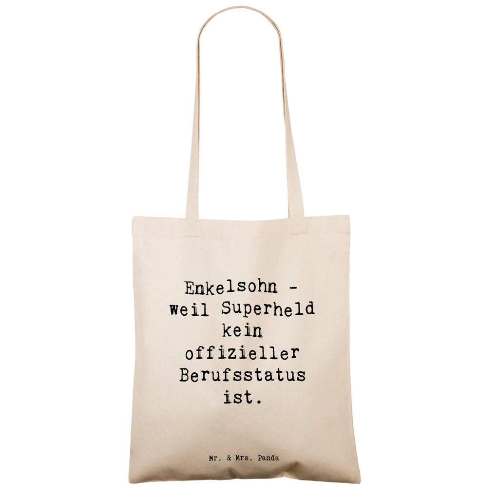 Tote bag Saying Enkelsohn - weil Superheld kein offizieller Berufsstatus ist. Beuteltasche, Beutel, Einkaufstasche, Jutebeutel, Stoffbeutel, Tasche, Shopper, Umhängetasche, Strandtasche, Schultertasche, Stofftasche, Tragetasche, Badetasche, Jutetasche, Einkaufstüte, Laptoptasche, Familie, Vatertag, Muttertag, Bruder, Schwester, Mama, Papa, Oma, Opa