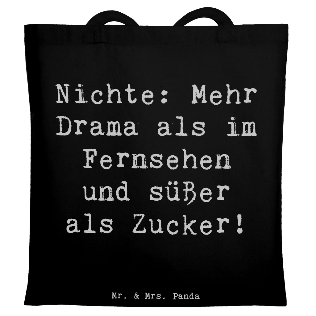 Tote bag Saying Nichte: Mehr Drama als im Fernsehen und süßer als Zucker! Beuteltasche, Beutel, Einkaufstasche, Jutebeutel, Stoffbeutel, Tasche, Shopper, Umhängetasche, Strandtasche, Schultertasche, Stofftasche, Tragetasche, Badetasche, Jutetasche, Einkaufstüte, Laptoptasche, Familie, Vatertag, Muttertag, Bruder, Schwester, Mama, Papa, Oma, Opa