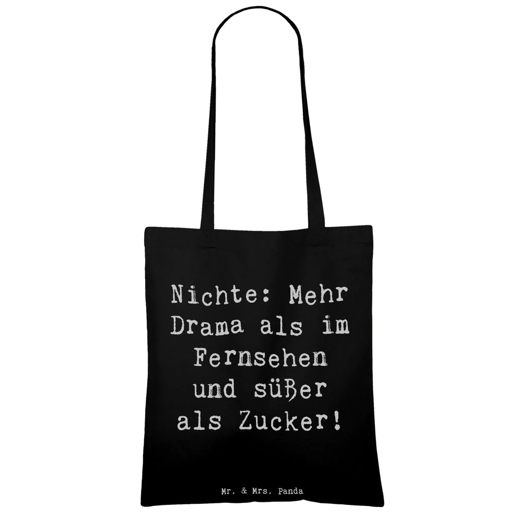 Tote bag Saying Nichte: Mehr Drama als im Fernsehen und süßer als Zucker! Beuteltasche, Beutel, Einkaufstasche, Jutebeutel, Stoffbeutel, Tasche, Shopper, Umhängetasche, Strandtasche, Schultertasche, Stofftasche, Tragetasche, Badetasche, Jutetasche, Einkaufstüte, Laptoptasche, Familie, Vatertag, Muttertag, Bruder, Schwester, Mama, Papa, Oma, Opa