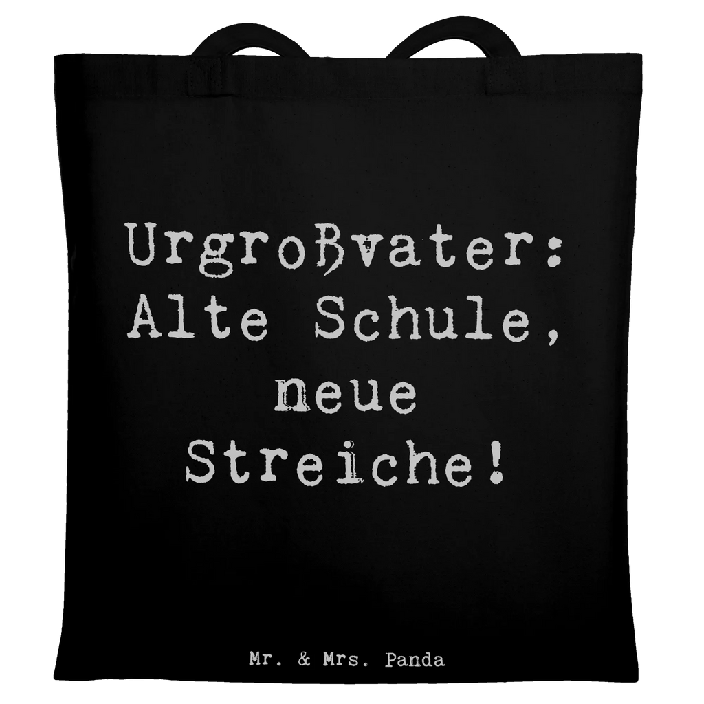 Tote bag Saying Urgroßvater: Alte Schule, neue Streiche! Beuteltasche, Beutel, Einkaufstasche, Jutebeutel, Stoffbeutel, Tasche, Shopper, Umhängetasche, Strandtasche, Schultertasche, Stofftasche, Tragetasche, Badetasche, Jutetasche, Einkaufstüte, Laptoptasche, Familie, Vatertag, Muttertag, Bruder, Schwester, Mama, Papa, Oma, Opa
