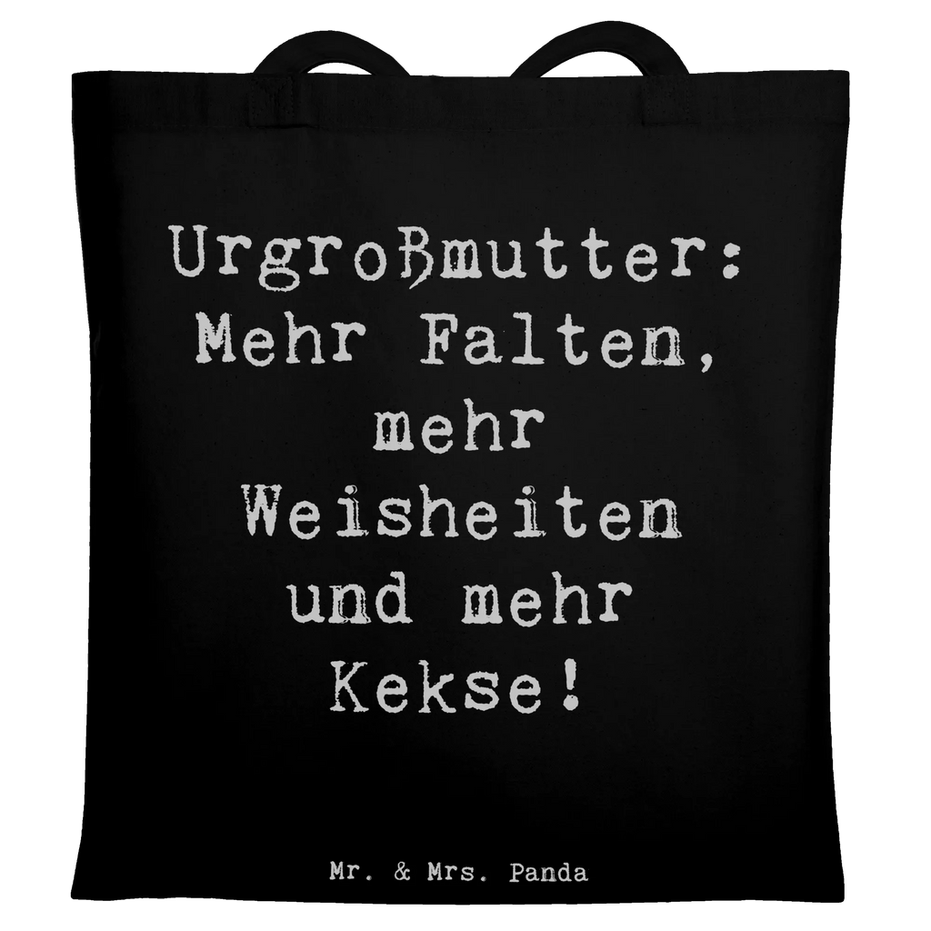 Tote bag Saying Urgroßmutter: Mehr Falten, mehr Weisheiten und mehr Kekse! Beuteltasche, Beutel, Einkaufstasche, Jutebeutel, Stoffbeutel, Tasche, Shopper, Umhängetasche, Strandtasche, Schultertasche, Stofftasche, Tragetasche, Badetasche, Jutetasche, Einkaufstüte, Laptoptasche, Familie, Vatertag, Muttertag, Bruder, Schwester, Mama, Papa, Oma, Opa