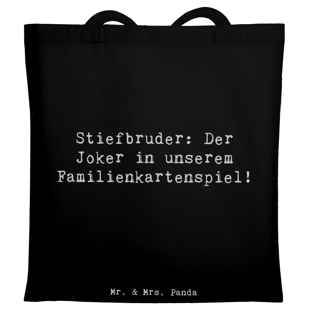 Tote bag Saying Stiefbruder: Der Joker in unserem Familienkartenspiel! Beuteltasche, Beutel, Einkaufstasche, Jutebeutel, Stoffbeutel, Tasche, Shopper, Umhängetasche, Strandtasche, Schultertasche, Stofftasche, Tragetasche, Badetasche, Jutetasche, Einkaufstüte, Laptoptasche, Familie, Vatertag, Muttertag, Bruder, Schwester, Mama, Papa, Oma, Opa