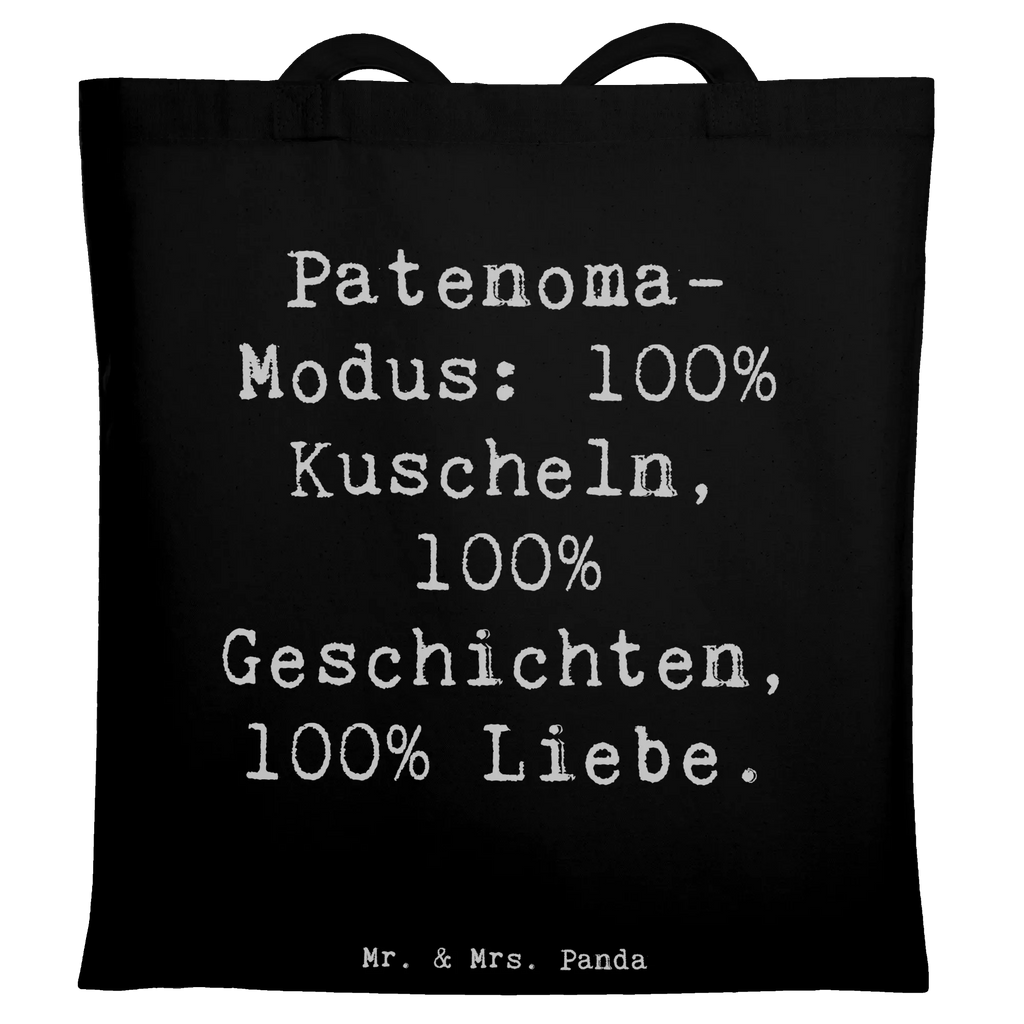 Tote bag Saying Patenoma-Modus: 100% Kuscheln, 100% Geschichten, 100% Liebe. Beuteltasche, Beutel, Einkaufstasche, Jutebeutel, Stoffbeutel, Tasche, Shopper, Umhängetasche, Strandtasche, Schultertasche, Stofftasche, Tragetasche, Badetasche, Jutetasche, Einkaufstüte, Laptoptasche, Familie, Vatertag, Muttertag, Bruder, Schwester, Mama, Papa, Oma, Opa