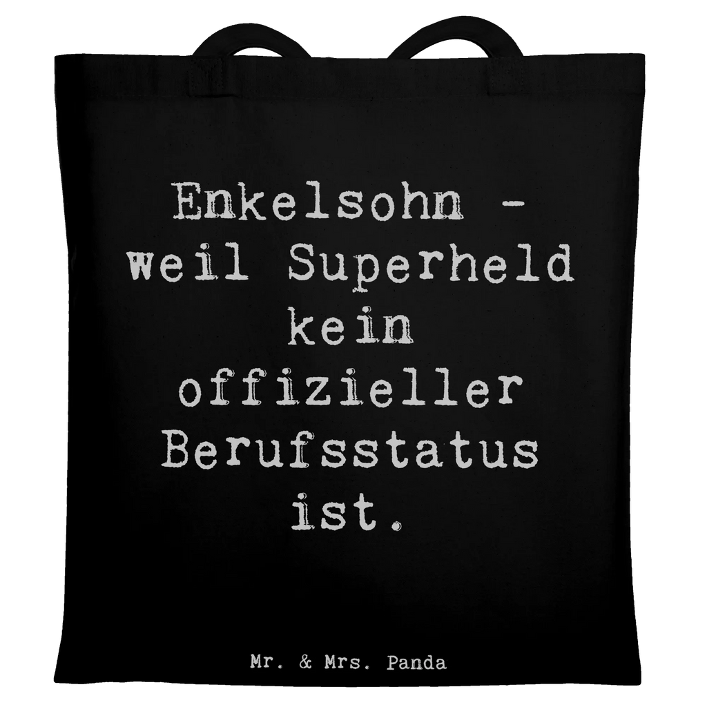 Tote bag Saying Enkelsohn - weil Superheld kein offizieller Berufsstatus ist. Beuteltasche, Beutel, Einkaufstasche, Jutebeutel, Stoffbeutel, Tasche, Shopper, Umhängetasche, Strandtasche, Schultertasche, Stofftasche, Tragetasche, Badetasche, Jutetasche, Einkaufstüte, Laptoptasche, Familie, Vatertag, Muttertag, Bruder, Schwester, Mama, Papa, Oma, Opa