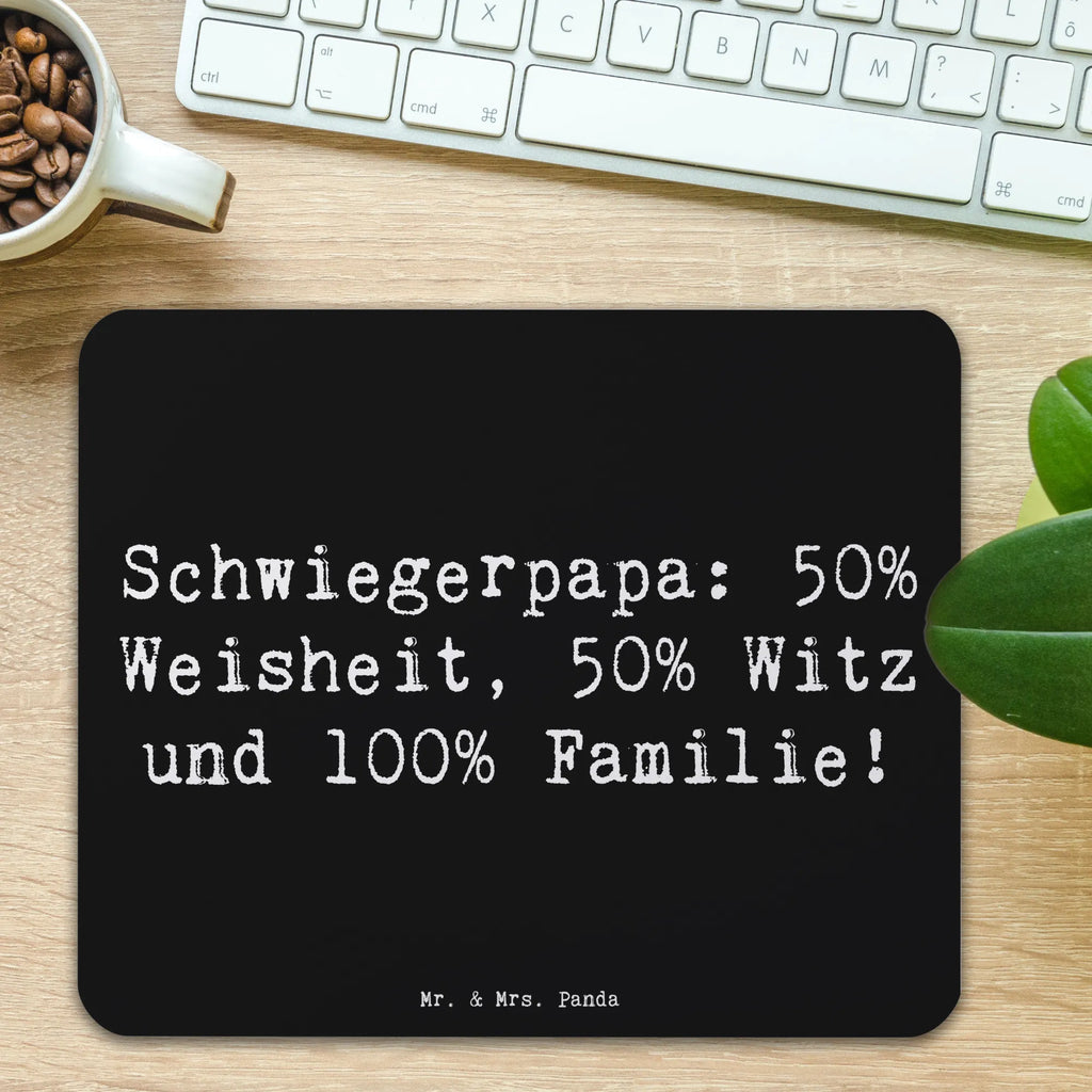 Mouse mat Saying Schwiegerpapa: 50% Weisheit, 50% Witz und 100% Familie! Arbeitszimmer, PC Zubehör, Mausunterlage, Designer Mauspad, Mousepad, Büroausstattung, Mauspad Büro, Einzigartiges Mauspad, Mauspad, Computer zubehör, Familie, Vatertag, Muttertag, Bruder, Schwester, Mama, Papa, Oma, Opa
