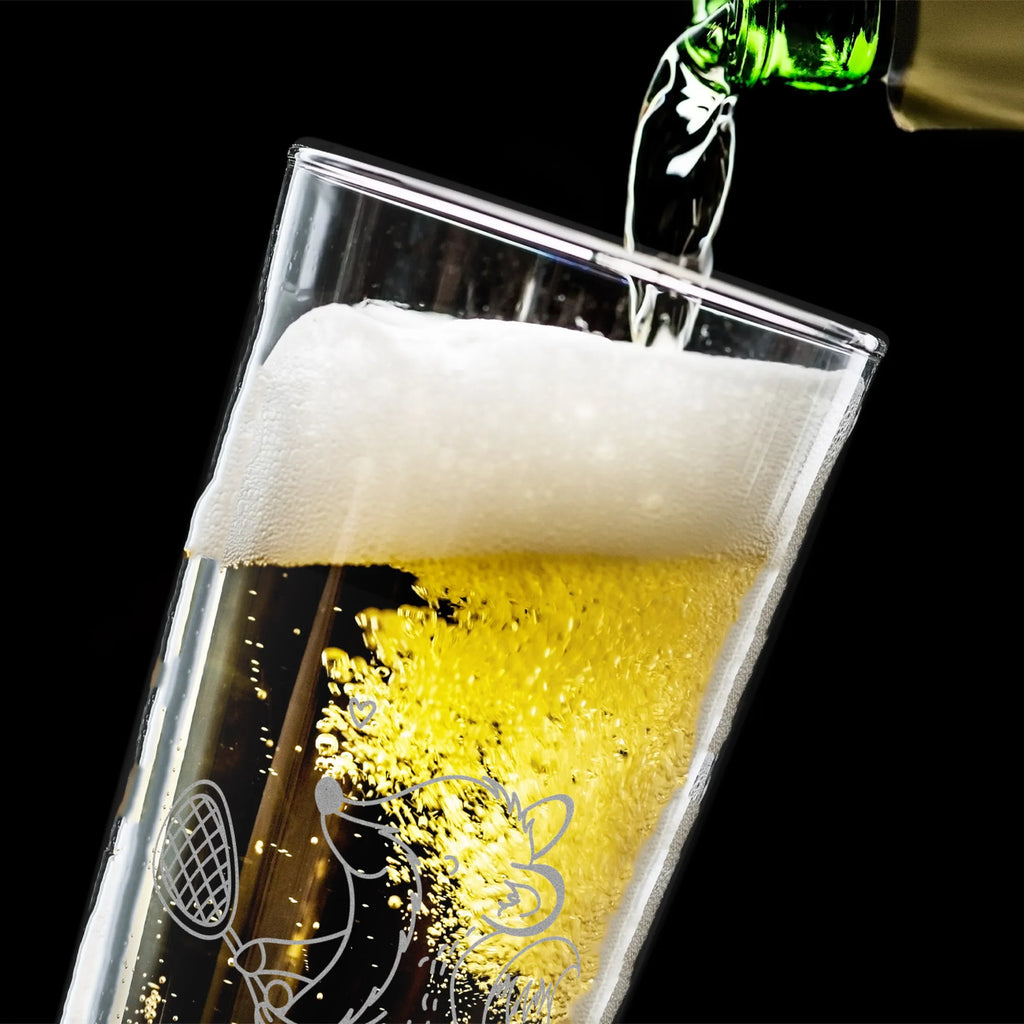 Customizable Wheat Glass Fox playing squash Gift, sport, hobby, giving, thank you, award, profit, athlete, squash hall, ball sports, Playing squash