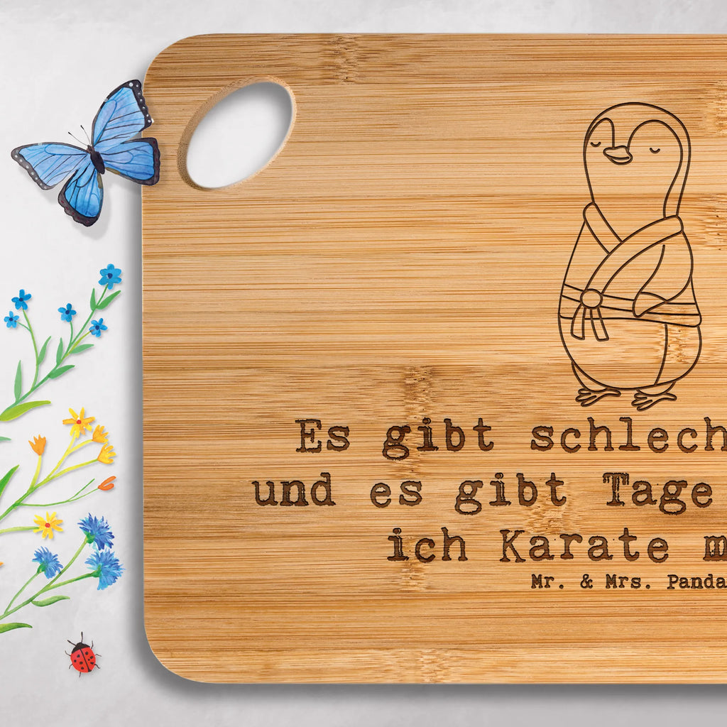 Bambus - deska do krojenia Pingwin karate Holzbrettchen, Servierbrett, Hackbrett, Brett, Holzbrett, Schneidebrett, Küchenbrett, Frühstücksbrett, Geschenk, Sport, Sportart, Hobby, Schenken, Danke, Dankeschön, Auszeichnung, Gewinn, Sportler, Kampfkunst, Karate Verein, Karate, Kampfsportart, Selbstverteidigung