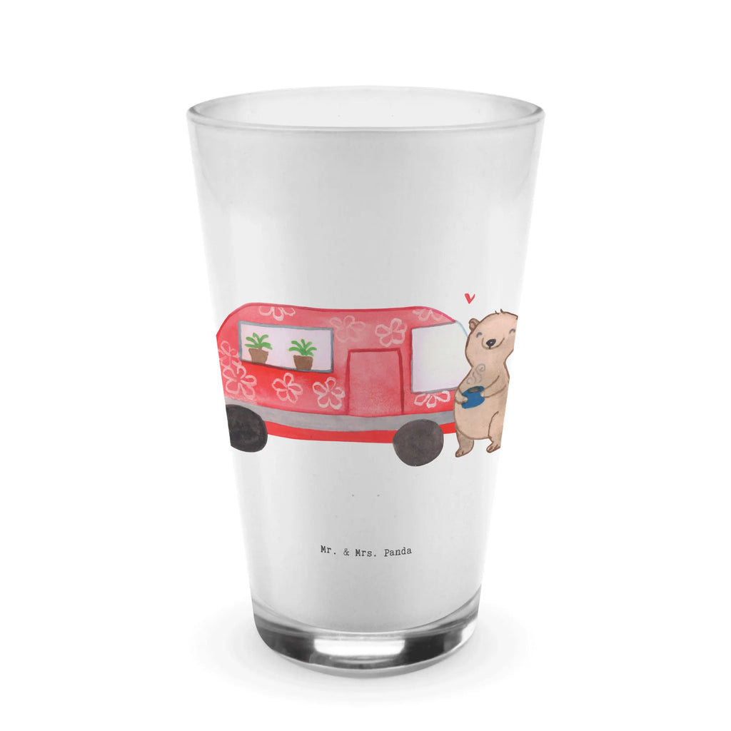 Glas Bär Camper Medizin Cappuccino Glas, Glas, Cappuccino Tasse, Latte Macchiato, Geschenk, Sport, Sportart, Hobby, Schenken, Danke, Dankeschön, Auszeichnung, Gewinn, Sportler, Camper, Campen, Zelten, Campingplatz, Wohnmobil, Roadtrip, Urlaub