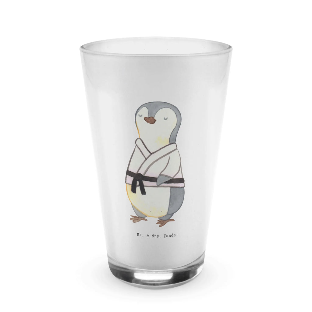Glas Pinguin Karate Cocktailglas, kaffeeglas, eiskaffeeglas, Trinkglas, milchkaffee glas, Glas, smoothie glas, Longdrinkglas, eistee glas, Limonadenglas, Teeglas, Trinkbecher Glas, Glasbecher, Latte Macchiato Glas, Saftglas, becher glas, Wasserglas, cappuccinoglas, Geschenk, Schenken, Sport, Sportart, Hobby, Danke, Dankeschön, Auszeichnung, Gewinn, Sportler, Kampfkunst, Karate Verein, Selbstverteidigung, Karate, Kampfsportart