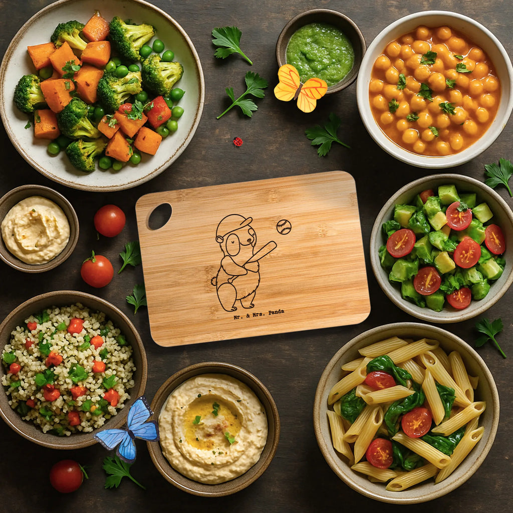 Bamboo chopping board panda playing baseball Frühstücksbrett, Küchenbrett, Holzbrett, Brett, Servierbrett, Schneidebrett, Hackbrett, Holzbrettchen, Geschenk, Sport, Sportart, Hobby, Schenken, Danke, Dankeschön, Auszeichnung, Gewinn, Sportler, Baseball Spielen, Baseballverein, Baseball Match, Baseball spielen, Ballsport, Baseballplatz