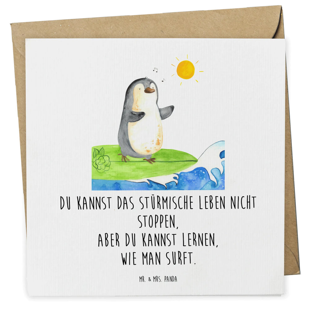 Deluxe Card Penguin surfer faltkarte, Glückwunschkarte, Grußkarte, Klappkarte, anlasskarte, doppelkarte, Pinguin, Wellen Reiten, Wellen, Surfen, Portugal, Surfer, Hawaii, Pinguine, Urlaub