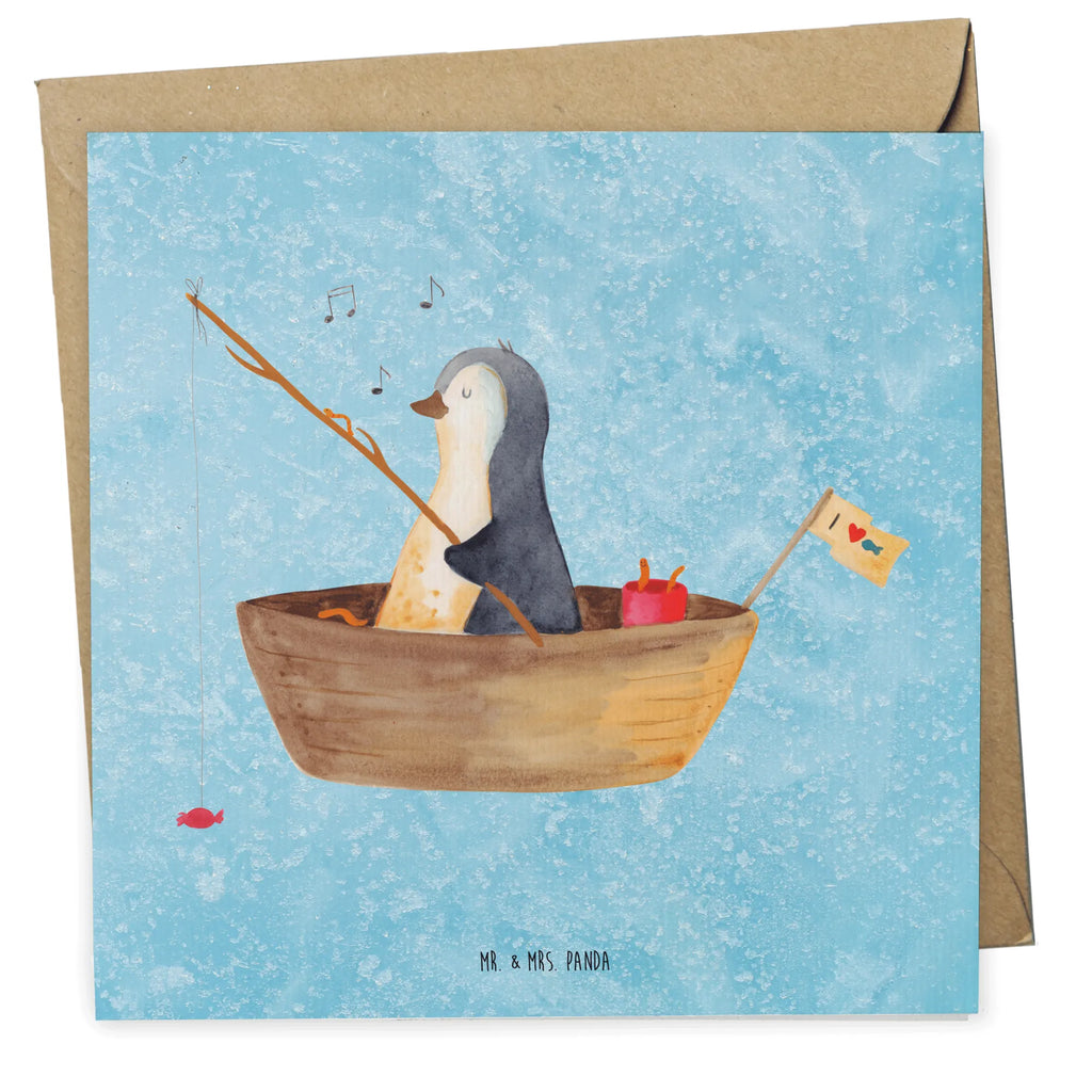 Deluxe Karte Pinguin Angelboot Geburtstagskarte, Grußkarte, Karte, Einladungskarte, Glückwunschkarte, Hochwertige Grußkarte, Hochwertige Klappkarte, Klappkarte, Hochzeitskarte, Pinguin, Lebenslust, Boot, genießen, Angeln, Trennung, Neustart, Pinguine, Neuanfang, Leben, Scheidung, Geschenkidee Liebeskummer, Angelboot, Motivation
