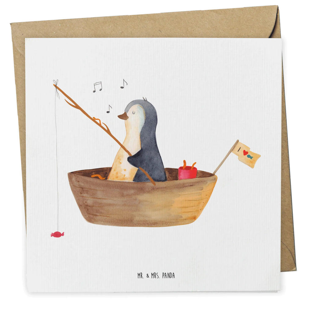 Deluxe Karte Pinguin Angelboot Geburtstagskarte, Grußkarte, Karte, Einladungskarte, Glückwunschkarte, Hochwertige Grußkarte, Hochwertige Klappkarte, Klappkarte, Hochzeitskarte, Pinguin, Lebenslust, Boot, genießen, Angeln, Trennung, Neustart, Pinguine, Neuanfang, Leben, Scheidung, Geschenkidee Liebeskummer, Angelboot, Motivation