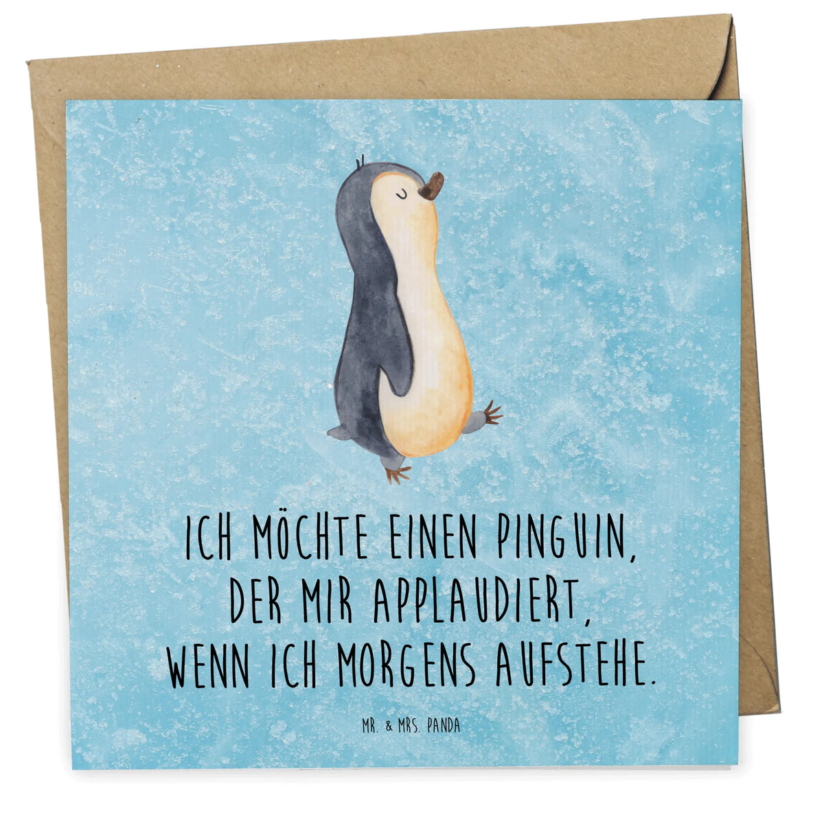 Deluxe Karte Pinguin marschieren faltkarte, Klappkarte, Glückwunschkarte, doppelkarte, Grußkarte, anlasskarte, Pinguin, Familie, Schwester, Bruder, Pinguine, Langschläfer, Frühaufsteher