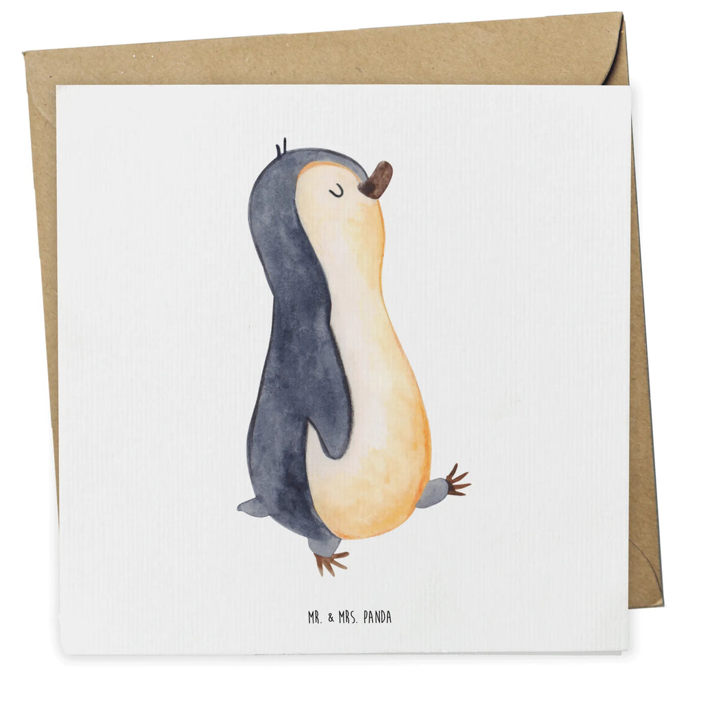 Deluxe Karte Pinguin marschieren Grußkarte, anlasskarte, faltkarte, Klappkarte, Glückwunschkarte, doppelkarte, Pinguin, Familie, Bruder, Pinguine, Frühaufsteher, Schwester, Langschläfer