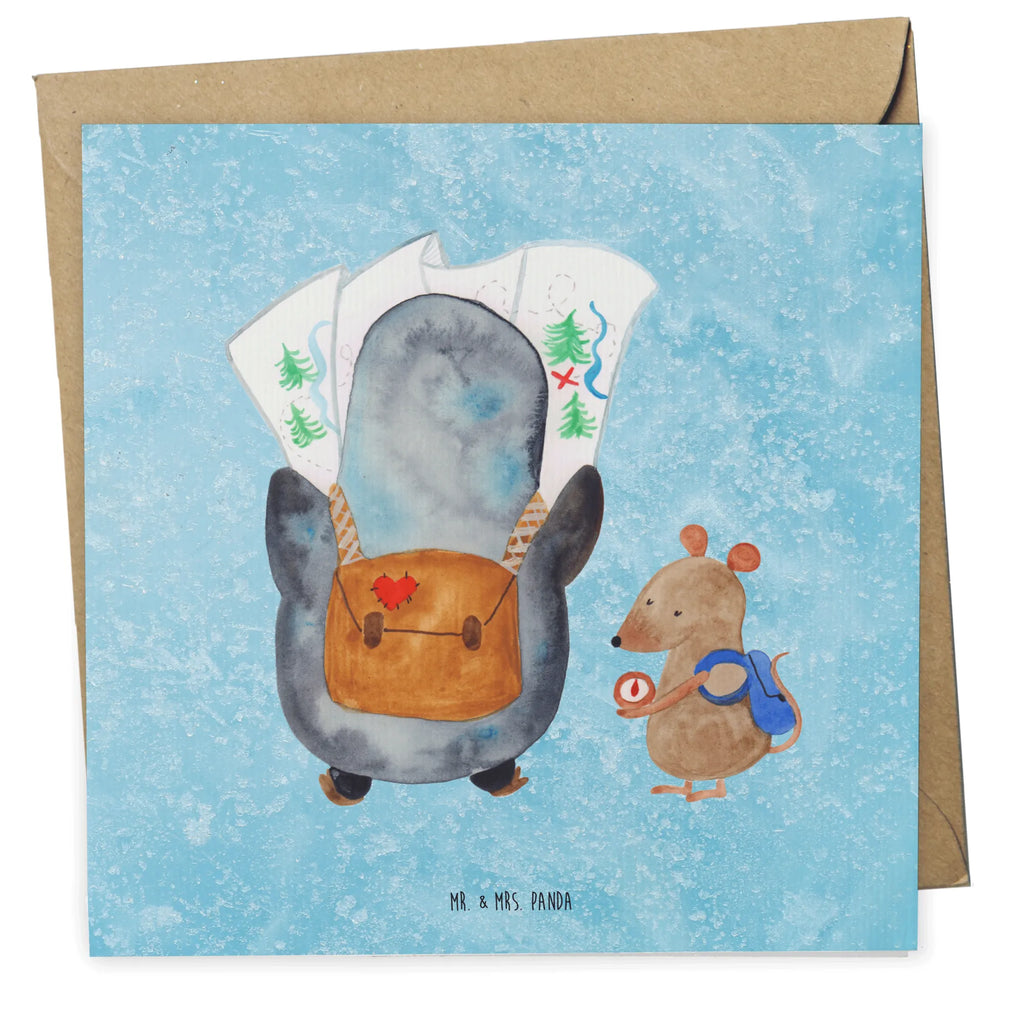 Deluxe Card Penguin & Mouse Hiker Hochwertige Klappkarte, Hochwertige Grußkarte, Karte, Hochzeitskarte, Klappkarte, Glückwunschkarte, Grußkarte, Einladungskarte, Geburtstagskarte, Pinguin, Wanderlust, Roadtrip, wandern, Abenteuer, Pinguine, Abenteurer, Ausflug
