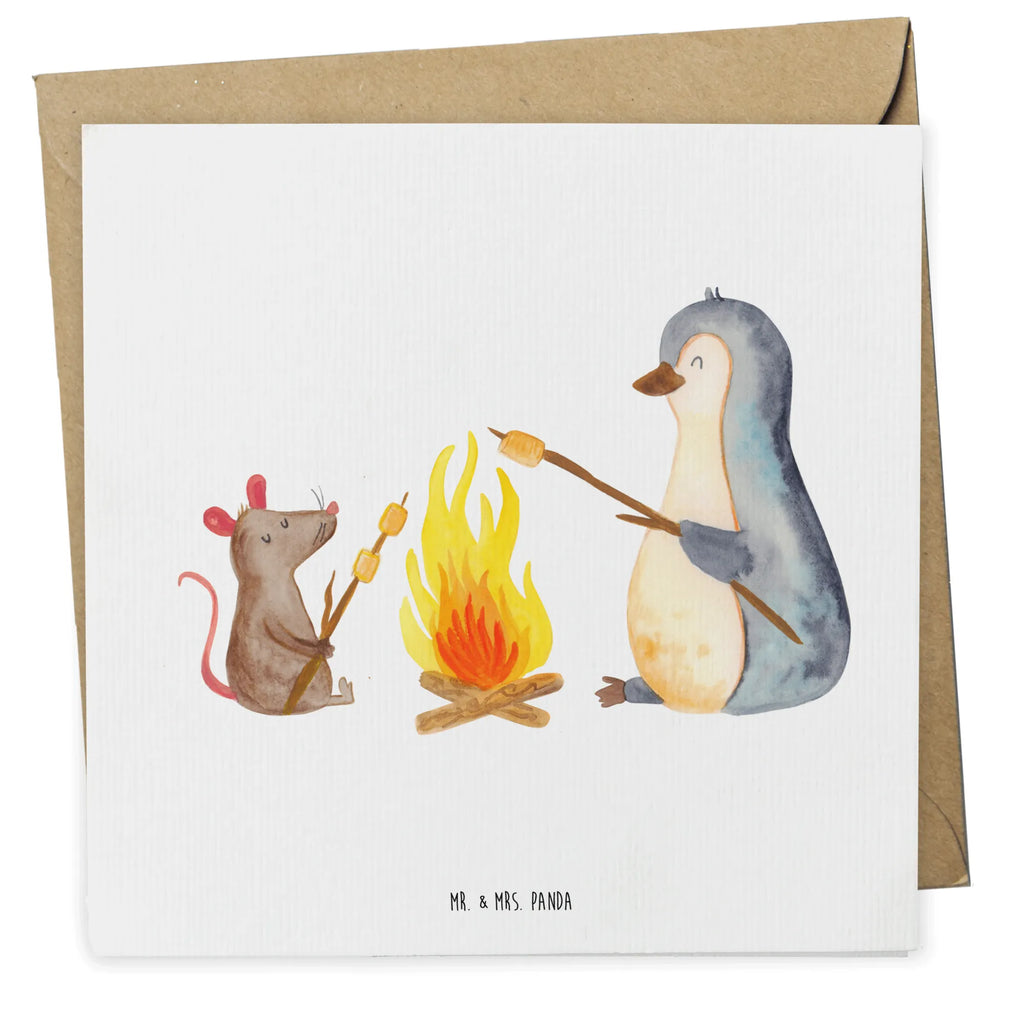 Deluxe Karte Pinguin Lagerfeuer doppelkarte, anlasskarte, Klappkarte, Glückwunschkarte, Grußkarte, faltkarte, Pinguin, Lebensspruch, Liebe, Büroalltag, Neustart, Maus, Motivation, Arbeit, Leben, Marshmallows, Lagerfeuer, Büro, Grillen, Lebensmotivation, Pinguine, Job, Feuer