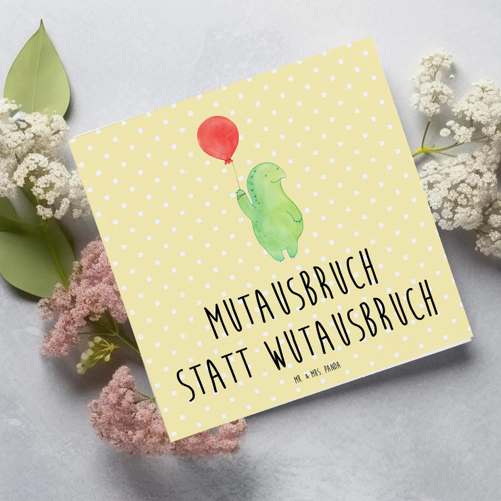 Deluxe Card tortoise balloon Grußkarte, Hochwertige Klappkarte, Glückwunschkarte, Karte, Klappkarte, Geburtstagskarte, Hochzeitskarte, Hochwertige Grußkarte, Einladungskarte, Schildkröte, Motivationsspruch, Mutausbruch, Motivation, Schildkröten