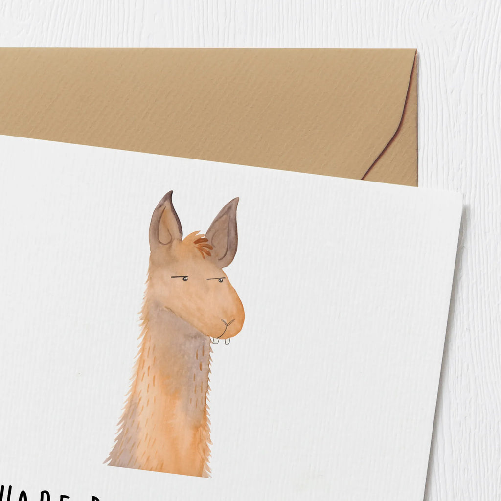 Deluxe Karte Lamakopf Genervt anlasskarte, Glückwunschkarte, Grußkarte, faltkarte, doppelkarte, Klappkarte, Lama, Alpaka, Partnerin, Azubi, Büro, Büroalltag, Beste Freundin, Chef, Recht haben, Freundin, Genervt sein, Chefin, Lamas