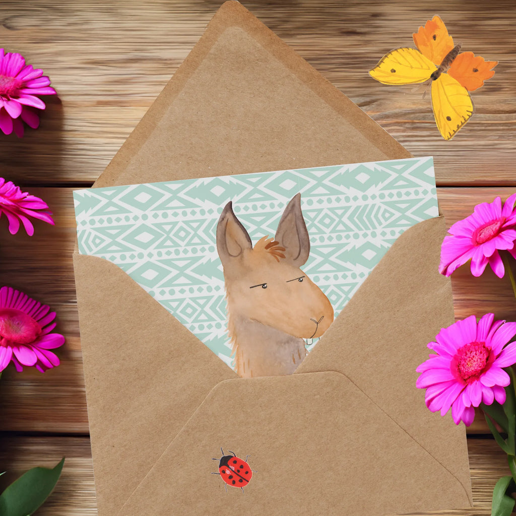 Deluxe Karte Lamakopf Genervt anlasskarte, Glückwunschkarte, Grußkarte, faltkarte, doppelkarte, Klappkarte, Lama, Alpaka, Partnerin, Azubi, Büro, Büroalltag, Beste Freundin, Chef, Recht haben, Freundin, Genervt sein, Chefin, Lamas