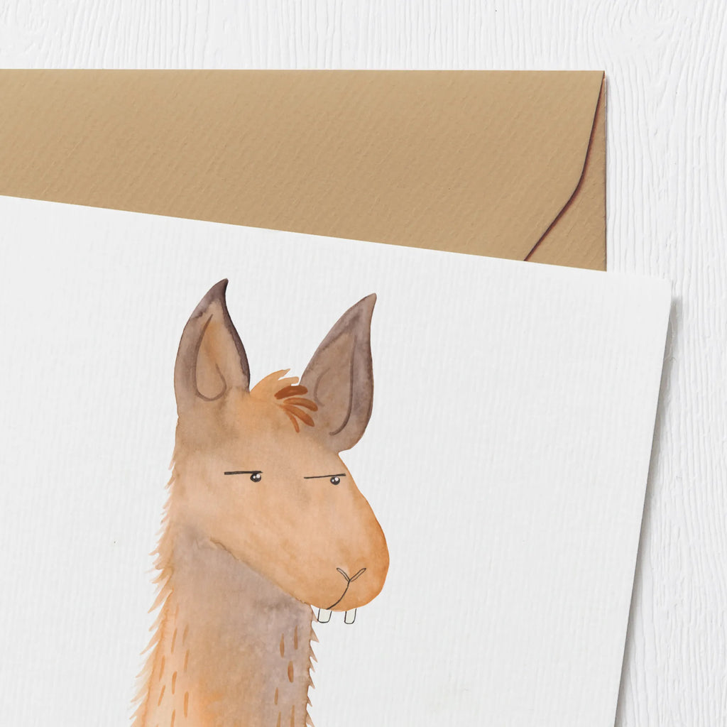 Deluxe Karte Lamakopf Genervt anlasskarte, Glückwunschkarte, Grußkarte, faltkarte, doppelkarte, Klappkarte, Lama, Alpaka, Partnerin, Azubi, Büro, Büroalltag, Beste Freundin, Chef, Recht haben, Freundin, Genervt sein, Chefin, Lamas