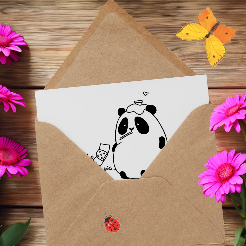 Deluxe Card Panda Get well soon Hochwertige Grußkarte, Hochwertige Klappkarte, Glückwunschkarte, Klappkarte, Karte, Einladungskarte, Grußkarte, Hochzeitskarte, Geburtstagskarte