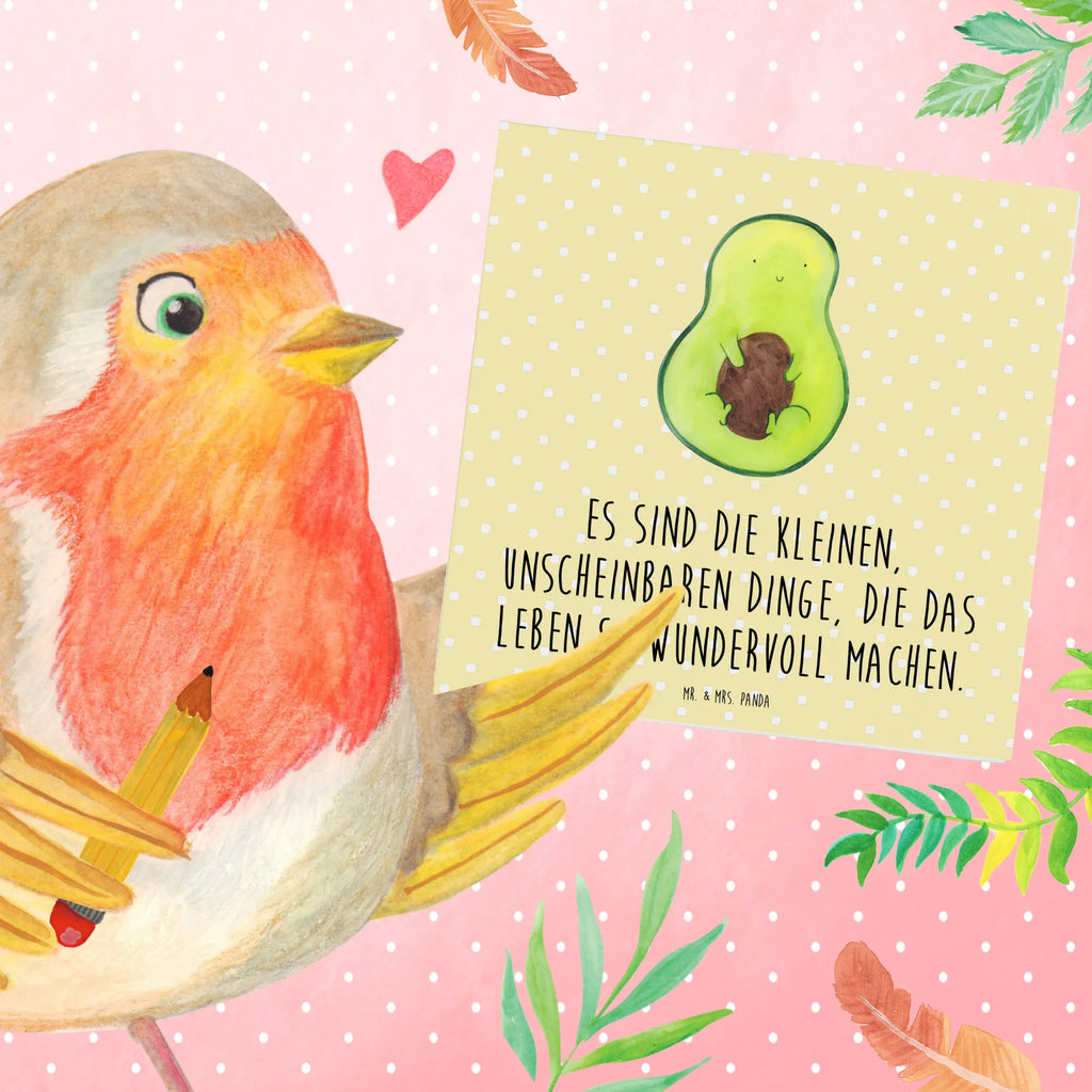 Deluxe Karte Avocado Kern Grußkarte, faltkarte, doppelkarte, Klappkarte, anlasskarte, Glückwunschkarte, Veggie, Vegan, Gesund, Avocado, Avocadokern, Pflanze, Spruch Leben, Avokado, Kern