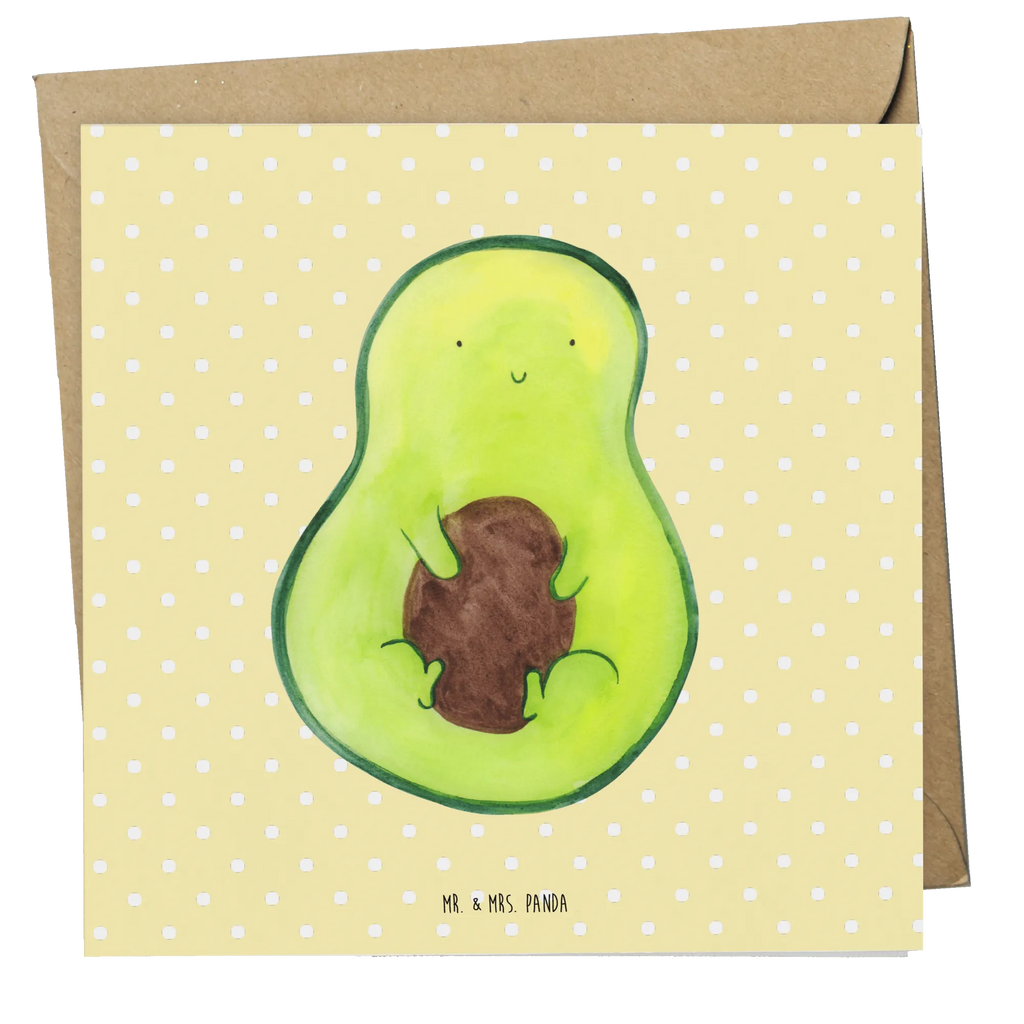 Deluxe Karte Avocado Kern Grußkarte, faltkarte, doppelkarte, Klappkarte, anlasskarte, Glückwunschkarte, Veggie, Vegan, Gesund, Avocado, Avocadokern, Pflanze, Spruch Leben, Avokado, Kern