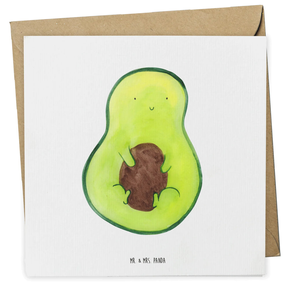Deluxe Karte Avocado Kern Grußkarte, faltkarte, doppelkarte, Klappkarte, anlasskarte, Glückwunschkarte, Veggie, Vegan, Gesund, Avocado, Avocadokern, Pflanze, Spruch Leben, Avokado, Kern