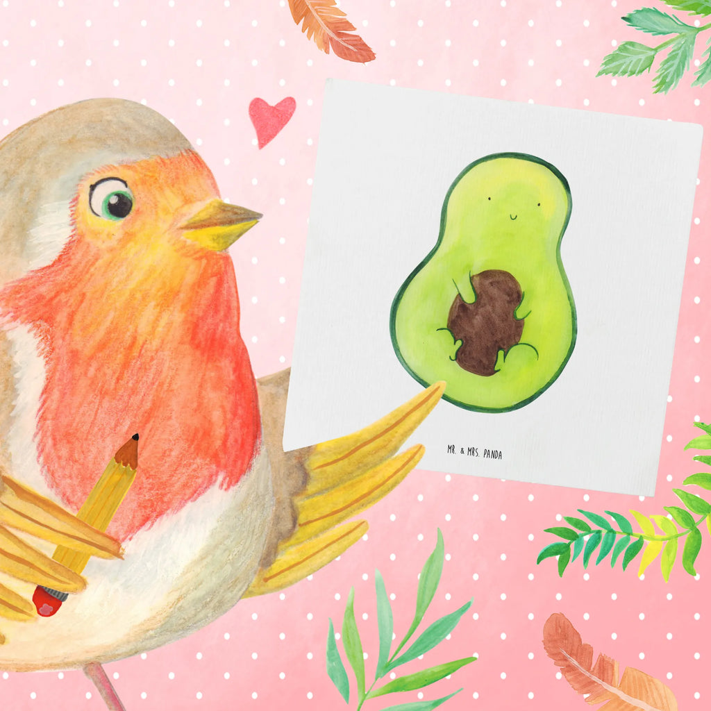 Deluxe Karte Avocado Kern Grußkarte, faltkarte, doppelkarte, Klappkarte, anlasskarte, Glückwunschkarte, Veggie, Vegan, Gesund, Avocado, Avocadokern, Pflanze, Spruch Leben, Avokado, Kern