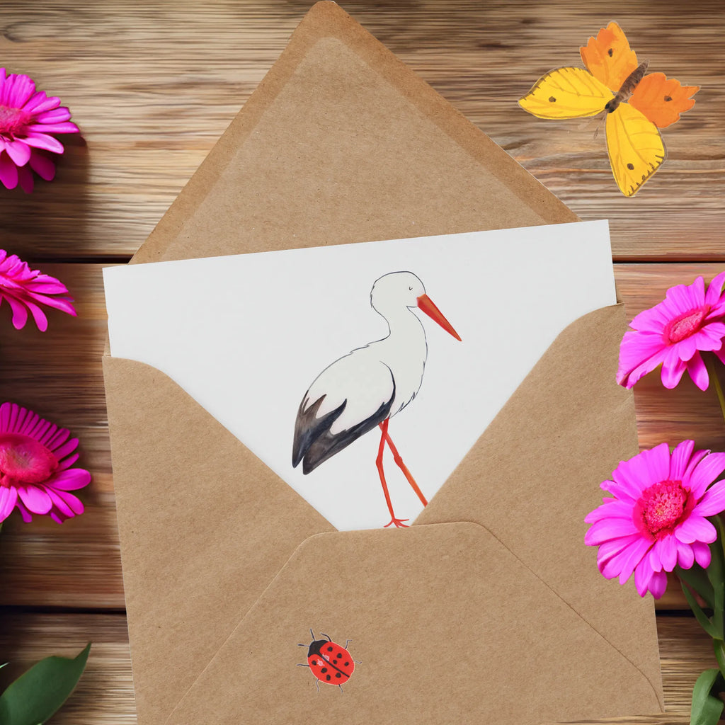 Deluxe Karte Storch Glückwunschkarte, Geburtstagskarte, Einladungskarte, Karte, Hochzeitskarte, Grußkarte, Hochwertige Grußkarte, Klappkarte, Hochwertige Klappkarte, Tiermotive, Gute Laune, lustige Sprüche, Tiere, Mutter, Mutter werden, Geburt, Storch, Mütter, Störche, Babybauch, Schwanger, Schwangerschaft, Baby