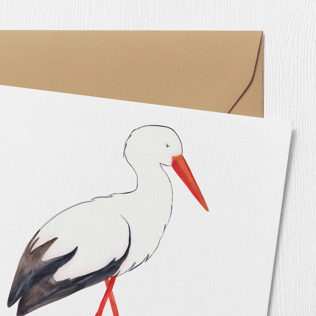 Deluxe Karte Storch Glückwunschkarte, Geburtstagskarte, Einladungskarte, Karte, Hochzeitskarte, Grußkarte, Hochwertige Grußkarte, Klappkarte, Hochwertige Klappkarte, Tiermotive, Gute Laune, lustige Sprüche, Tiere, Mutter, Mutter werden, Geburt, Storch, Mütter, Störche, Babybauch, Schwanger, Schwangerschaft, Baby