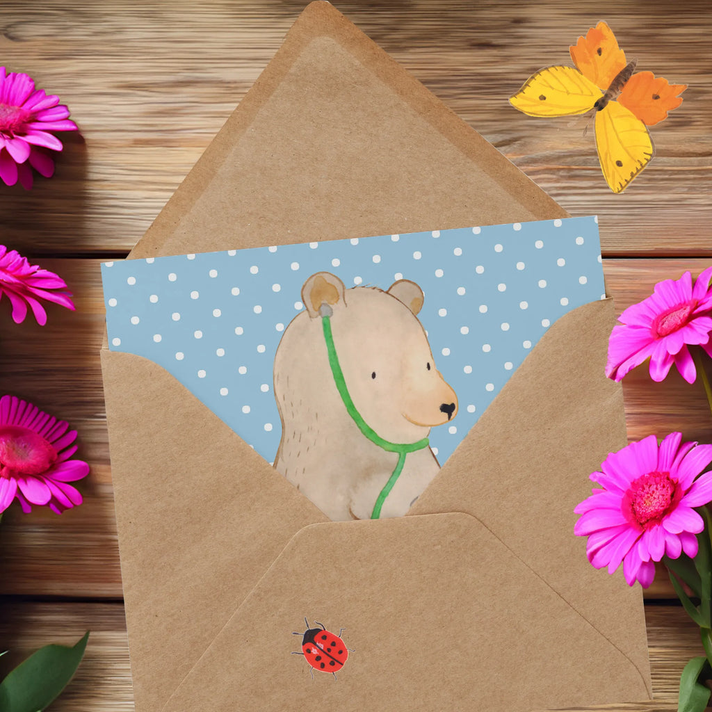 Deluxe Card bear Physician Geburtstagskarte, Hochwertige Klappkarte, Hochzeitskarte, Hochwertige Grußkarte, Karte, Glückwunschkarte, Einladungskarte, Klappkarte, Grußkarte, Bär, Teddy, Teddybär, Doktor, Ärztin, Doktorin, Professor, Professorin, Arzt