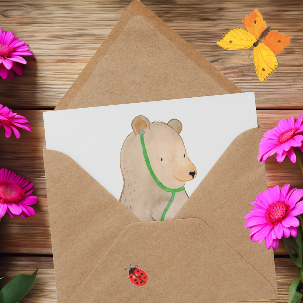 Deluxe Card bear Physician Geburtstagskarte, Hochwertige Klappkarte, Hochzeitskarte, Hochwertige Grußkarte, Karte, Glückwunschkarte, Einladungskarte, Klappkarte, Grußkarte, Bär, Teddy, Teddybär, Doktor, Ärztin, Doktorin, Professor, Professorin, Arzt