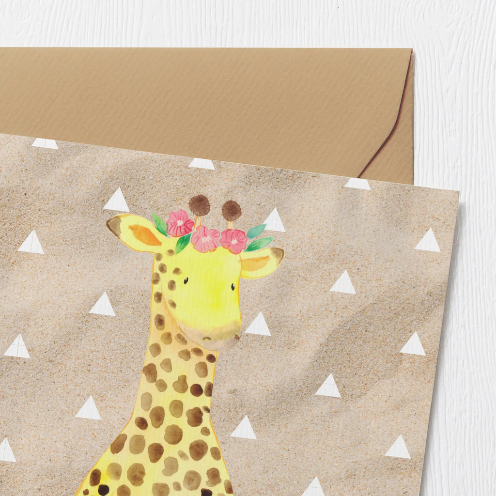 Deluxe Karte Giraffe Blumenkranz Glückwunschkarte, Hochwertige Grußkarte, Klappkarte, Hochzeitskarte, Einladungskarte, Geburtstagskarte, Hochwertige Klappkarte, Karte, Grußkarte, Afrika, Wildtiere, Blumenkranz, Abenteurer, Freundin, Giraffe, Selbstliebe