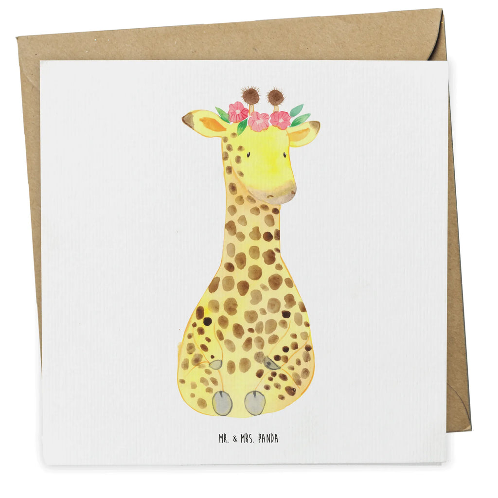 Deluxe Karte Giraffe Blumenkranz Glückwunschkarte, Hochwertige Grußkarte, Klappkarte, Hochzeitskarte, Einladungskarte, Geburtstagskarte, Hochwertige Klappkarte, Karte, Grußkarte, Afrika, Wildtiere, Blumenkranz, Abenteurer, Freundin, Giraffe, Selbstliebe