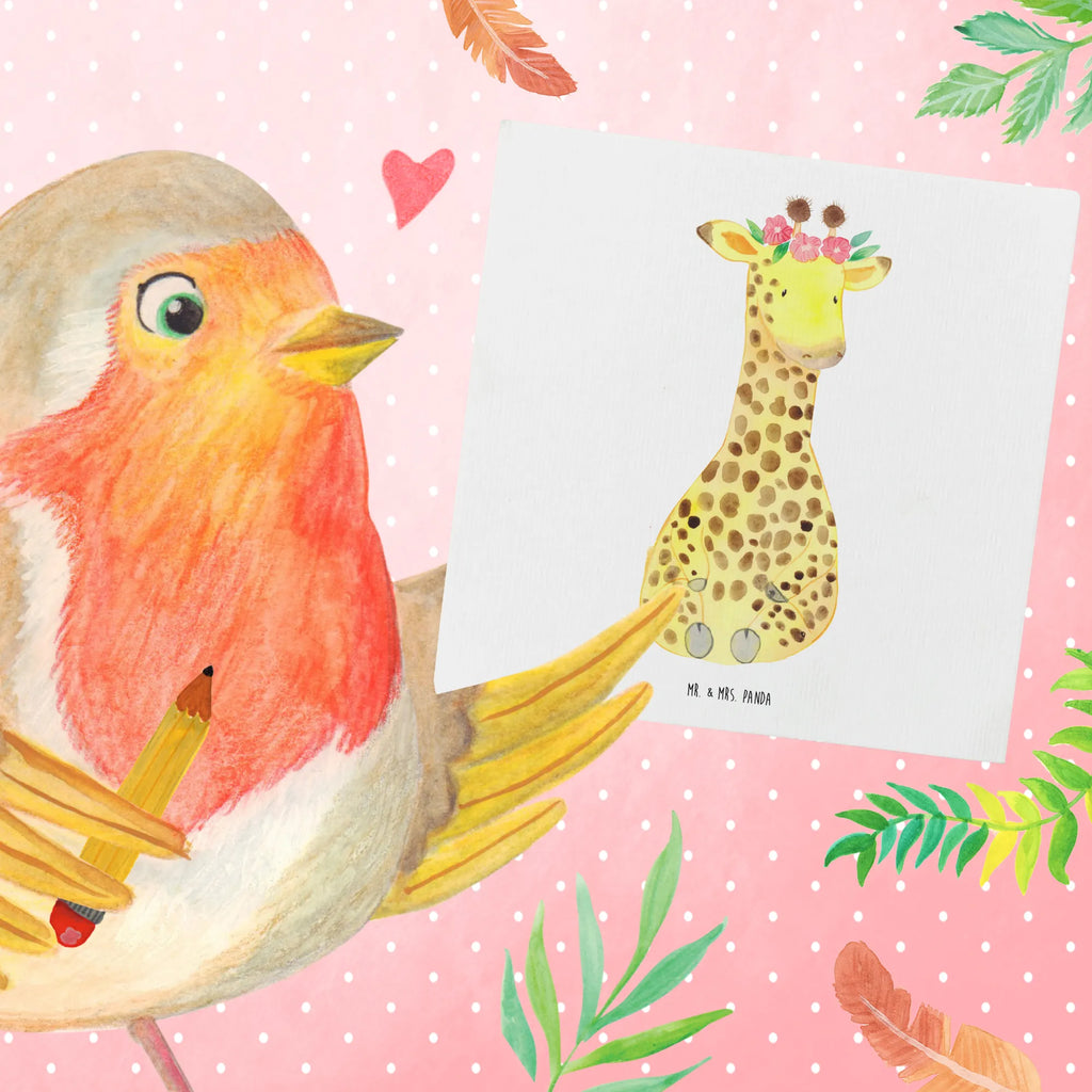 Deluxe Karte Giraffe Blumenkranz Glückwunschkarte, Hochwertige Grußkarte, Klappkarte, Hochzeitskarte, Einladungskarte, Geburtstagskarte, Hochwertige Klappkarte, Karte, Grußkarte, Afrika, Wildtiere, Blumenkranz, Abenteurer, Freundin, Giraffe, Selbstliebe