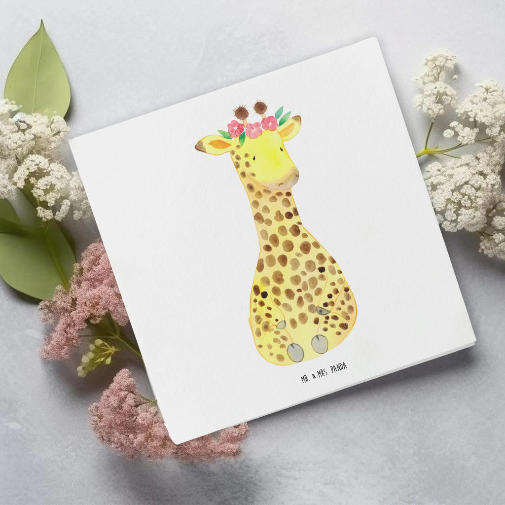 Deluxe Karte Giraffe Blumenkranz Glückwunschkarte, Hochwertige Grußkarte, Klappkarte, Hochzeitskarte, Einladungskarte, Geburtstagskarte, Hochwertige Klappkarte, Karte, Grußkarte, Afrika, Wildtiere, Blumenkranz, Abenteurer, Freundin, Giraffe, Selbstliebe