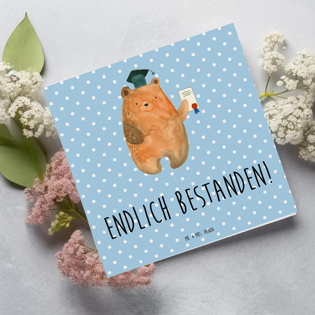 Deluxe Card bear Test Grußkarte, Klappkarte, Hochwertige Klappkarte, Hochzeitskarte, Karte, Hochwertige Grußkarte, Einladungskarte, Geburtstagskarte, Glückwunschkarte, Bär, Teddy, Teddybär, Zeugnis, Abschlusszeugnis, Abitur, Prüfungen, Abschluss, Prüfung bestanden