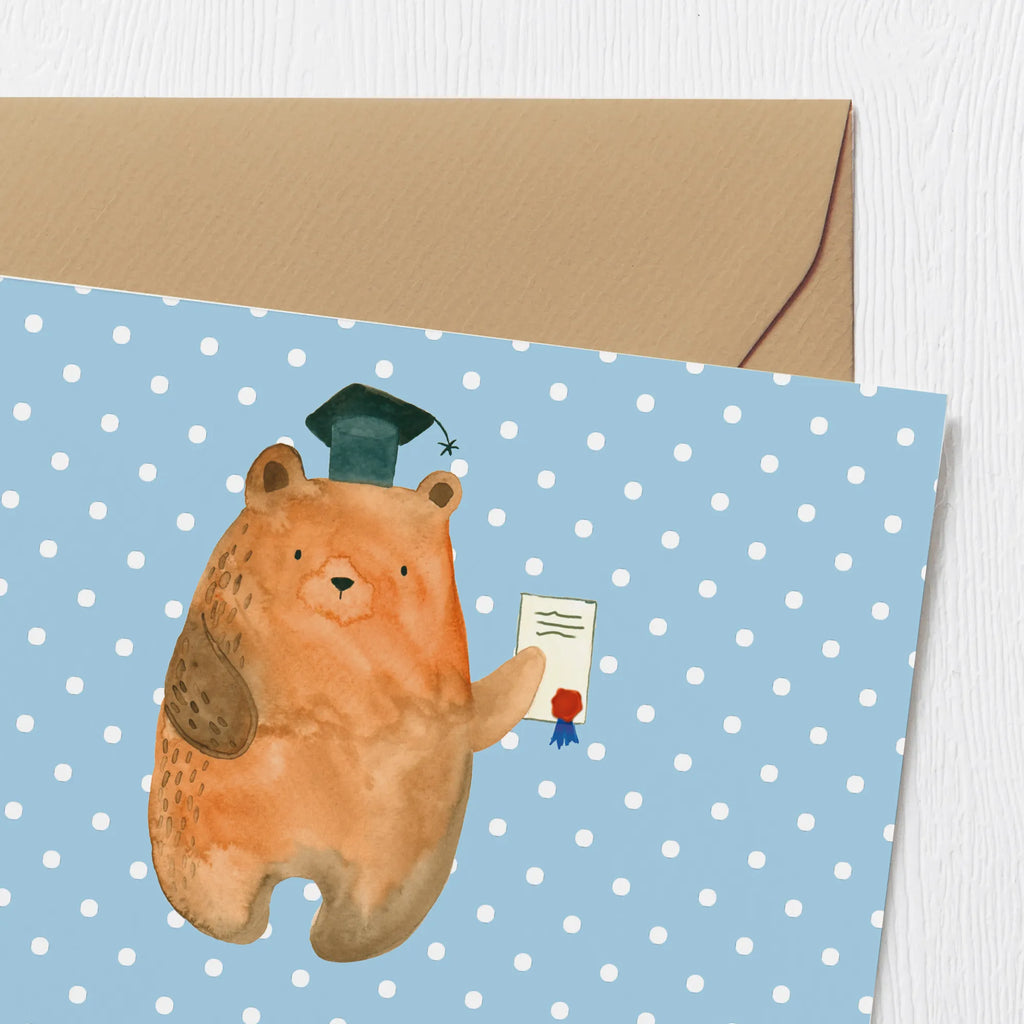 Deluxe Card bear Test Grußkarte, Klappkarte, Hochwertige Klappkarte, Hochzeitskarte, Karte, Hochwertige Grußkarte, Einladungskarte, Geburtstagskarte, Glückwunschkarte, Bär, Teddy, Teddybär, Zeugnis, Abschlusszeugnis, Abitur, Prüfungen, Abschluss, Prüfung bestanden