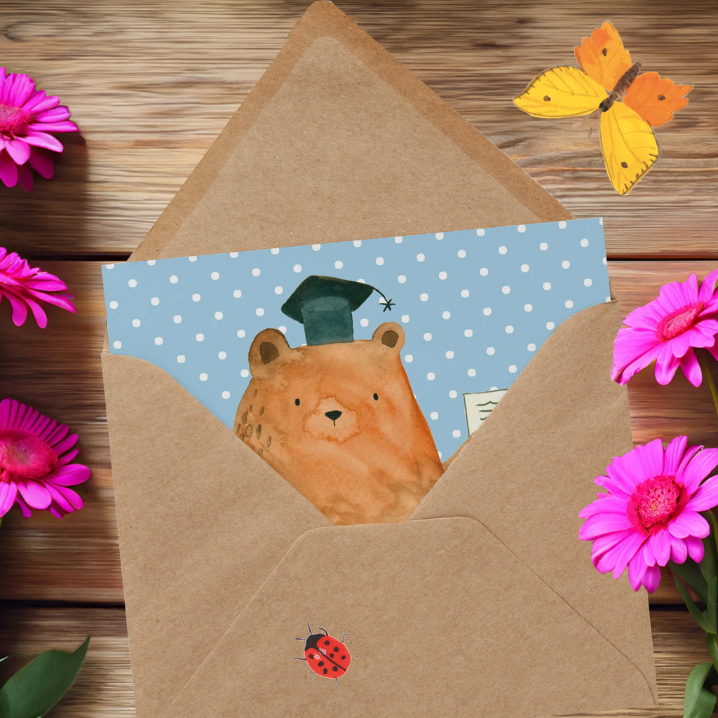 Deluxe Card bear Test Grußkarte, Klappkarte, Hochwertige Klappkarte, Hochzeitskarte, Karte, Hochwertige Grußkarte, Einladungskarte, Geburtstagskarte, Glückwunschkarte, Bär, Teddy, Teddybär, Zeugnis, Abschlusszeugnis, Abitur, Prüfungen, Abschluss, Prüfung bestanden