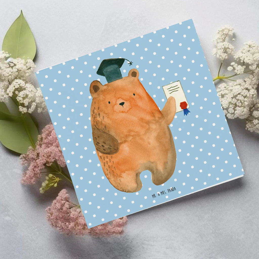 Deluxe Card bear Test Grußkarte, Klappkarte, Hochwertige Klappkarte, Hochzeitskarte, Karte, Hochwertige Grußkarte, Einladungskarte, Geburtstagskarte, Glückwunschkarte, Bär, Teddy, Teddybär, Zeugnis, Abschlusszeugnis, Abitur, Prüfungen, Abschluss, Prüfung bestanden