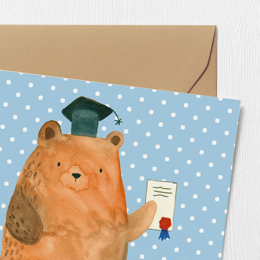 Deluxe Card bear Test Grußkarte, Klappkarte, Hochwertige Klappkarte, Hochzeitskarte, Karte, Hochwertige Grußkarte, Einladungskarte, Geburtstagskarte, Glückwunschkarte, Bär, Teddy, Teddybär, Zeugnis, Abschlusszeugnis, Abitur, Prüfungen, Abschluss, Prüfung bestanden