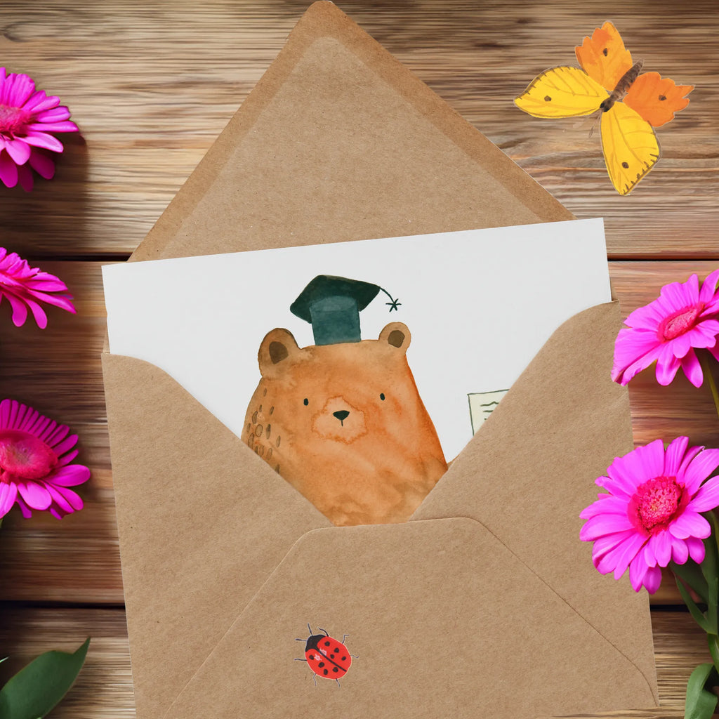 Deluxe Card bear Test Grußkarte, Klappkarte, Hochwertige Klappkarte, Hochzeitskarte, Karte, Hochwertige Grußkarte, Einladungskarte, Geburtstagskarte, Glückwunschkarte, Bär, Teddy, Teddybär, Zeugnis, Abschlusszeugnis, Abitur, Prüfungen, Abschluss, Prüfung bestanden