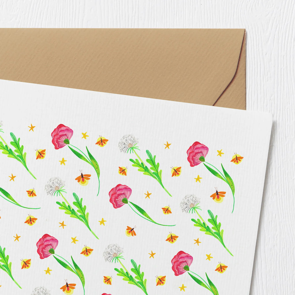 Deluxe Card Firefly Design Grußkarte, Klappkarte, doppelkarte, Glückwunschkarte, faltkarte, anlasskarte, Glühwürmchen, Pusteblumen, Blumen, Muster